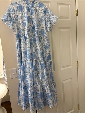 Blue Floral Tiered Maxi Dress